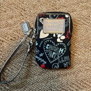 Coach Black and Red Phone Pouch